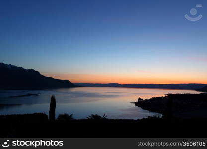 lake of geneva landscape on sunrise