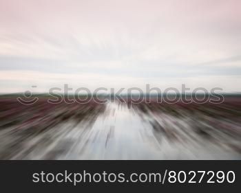 Lake of red lotus at Udonthani Thailand with radial background, stock photo