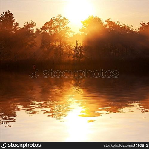 Lake on sunrise