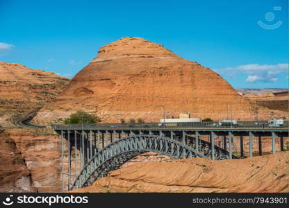 lake powell dam and bridge in page arizona