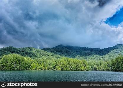 lake santeetlah scenery in great smoky mountains