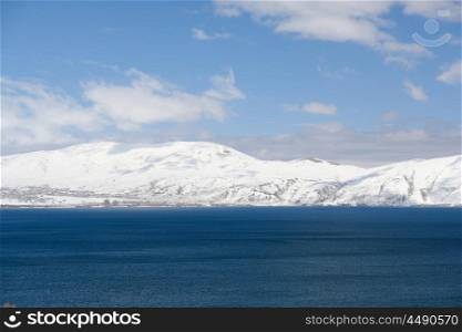 Lake Sevan in winter, Armenia