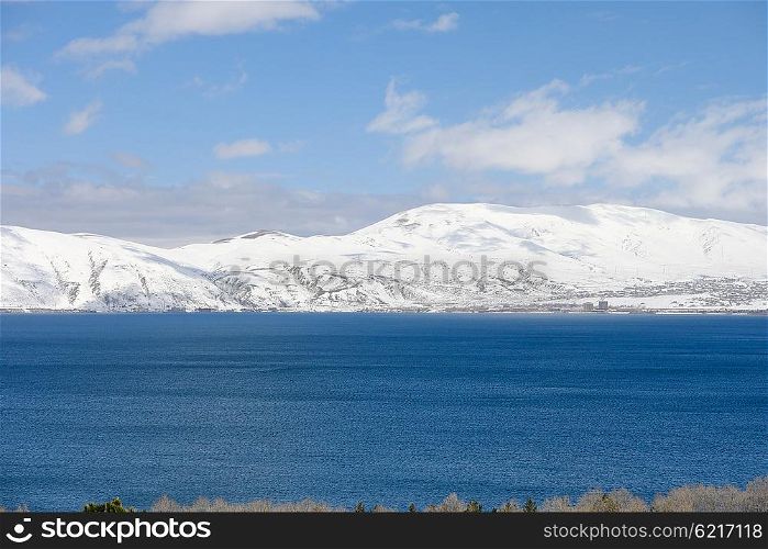Lake Sevan in winter, Armenia