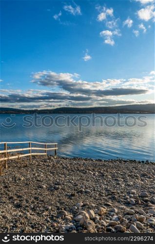 Lake shore of Lake Constance in spring with sunshine