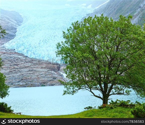 Lake Svartisvatnet and view to Svartisen Glacier (Meloy, Norway)
