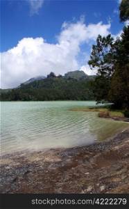 Lake Telaga WArna on Plateau Dieng, Java, Indonesia