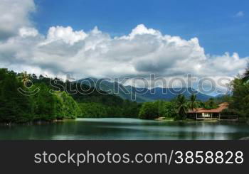 Lake under clouds time lapse