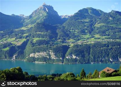 Lake Wessen and mountain area of Switzerland