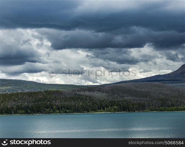 Lake with mountain range in the background, Saint Mary Lake, Glacier National Park, Glacier County, Montana, USA