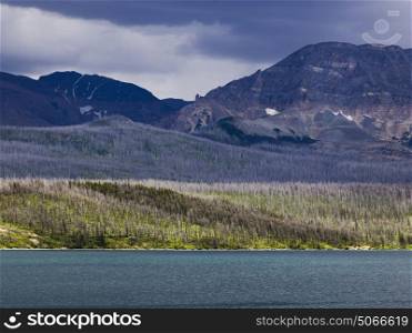 Lake with mountain range in the background, Saint Mary Lake, Glacier National Park, Glacier County, Montana, USA