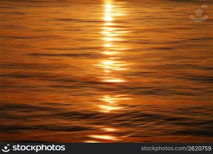 Lake with sunset reflection