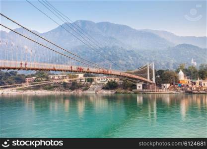 Lakshman Jhula is an iron suspension bridge situated in Rishikesh, Uttarakhand state of India.