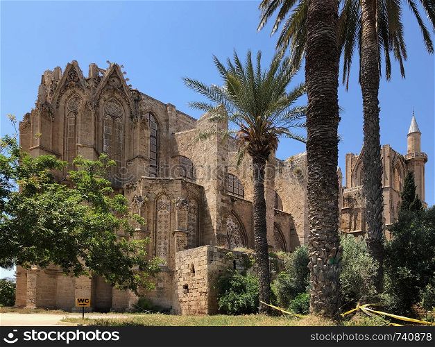 Lala Mustafa Pasha Mosque in Famagusta in the Turkish Republic of Northern Cyprus (TRNC) - originally a 14th century Gothic cathedral.