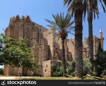 Lala Mustafa Pasha Mosque in Famagusta in the Turkish Republic of Northern Cyprus (TRNC) - originally a 14th century Gothic cathedral.