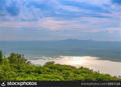 Lam Takong reservoir dam with sunlight, Nakhon Ratchasima, Thailand