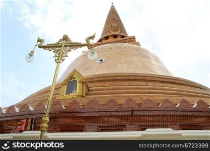 Lamp and Chedi Phra Pathom in Thailand