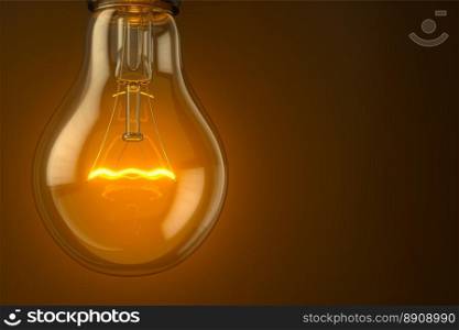 Lamp bulb. 3D illustration. Lamp bulb Illuminated on studio background. 3D illustration