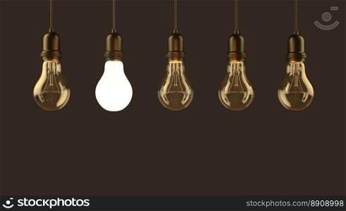 Lamp bulb. 3D illustration. Lamp bulbs Illuminated on studio background. 3D illustration