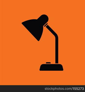 Lamp icon. Orange background with black. Vector illustration.