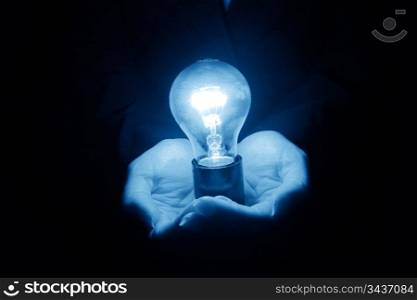 lamp in hand idea concept