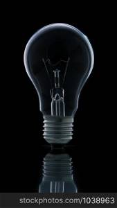 Lamp light bulb isolated on over black background