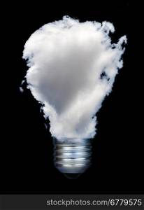 Lamp made a??a??of clouds. Ecology conception. Black isolated