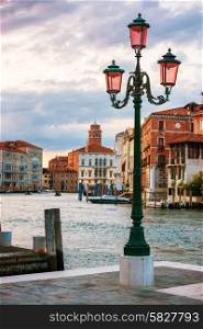 Lamp on the streen at Grand Canal near San Marco Square in Venice, Italy.