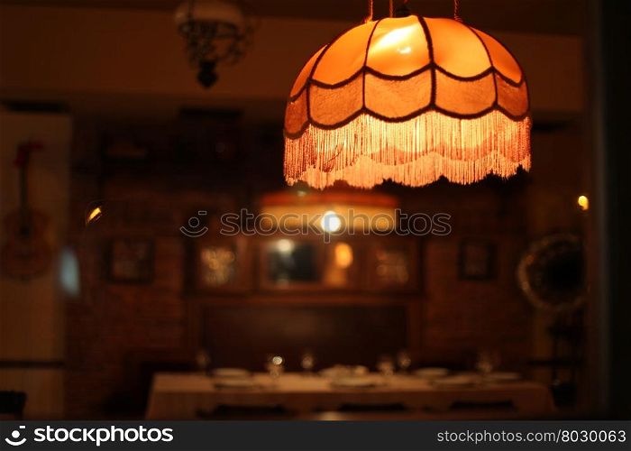 lamp shade in blur evening home room