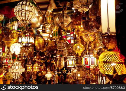 Lamp shop in moroccan market