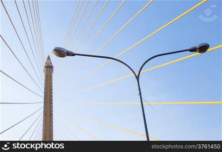 Lamp under the Rama VIII Bridge The weather and sky.