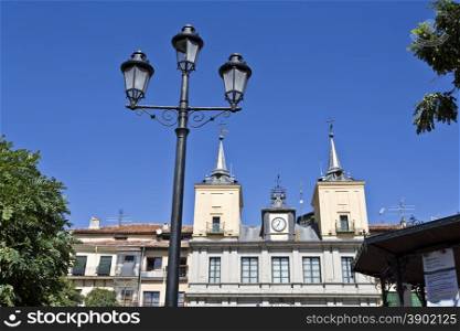 Lamppost in front of the Town Hall in Plaza Mayor, Segovia, Spain