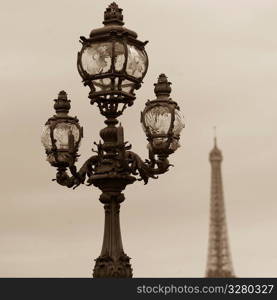 Lampposts on the Pont Alexandre III bridge in Paris France
