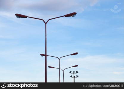 Lamps and light poles Cloudy skies in the evening. Clear sky