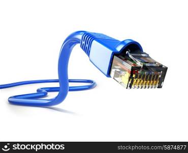 LAN network connection Ethernet RJ45 cable isolated on white. 3d