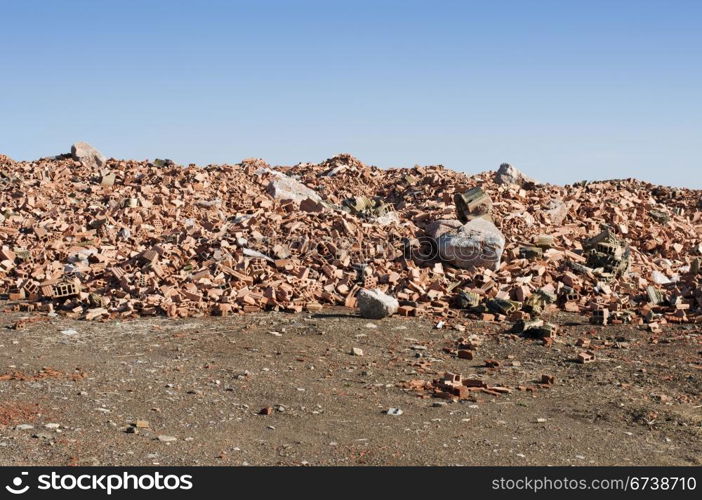 Landfill for disposal of construction waste. Brick debris