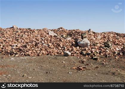Landfill for disposal of construction waste. Brick debris