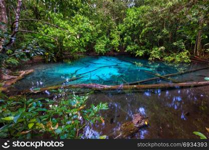 landmark Krabi - blue lake in the jungle, beautiful natural object