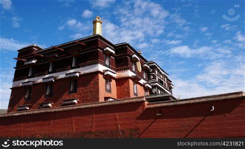 Landmark of a historic Tibetan lamasery in South Gansu,China