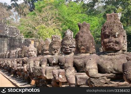 Landmark of giant buddha statue at Angkor, Cambodia