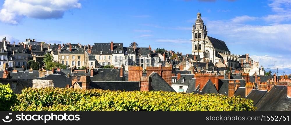 Landmarks and travel in France. Loire valley, medieval town Blois and famous royal castle. Castles of Loire valley. Chateau de Blois.