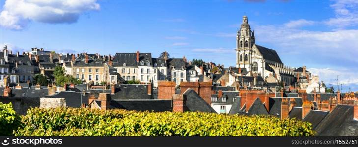 Landmarks and travel in France. Loire valley, medieval town Blois and famous royal castle. Castles of Loire valley. Chateau de Blois.