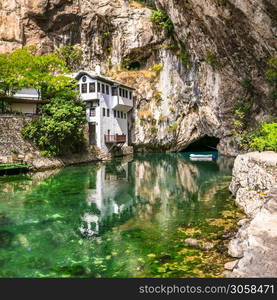 Landmarks of Bosnia and Herzegovina - old monastery Blagaj tekija