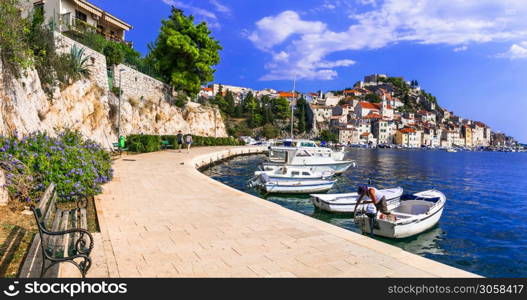 Landmarks of Croatia - beautiful medieval town Sibenik.