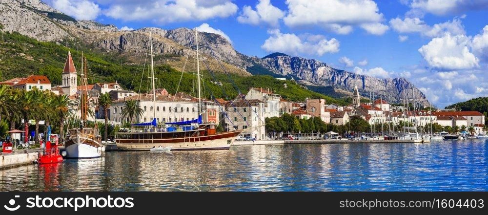 Landmarks of Croatia - famous and beautiful Makarska town in  Dalmatia