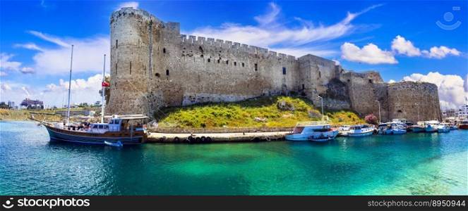Landmarks of Cyprus - medieval fortress in Kyrenia, turkish part of island