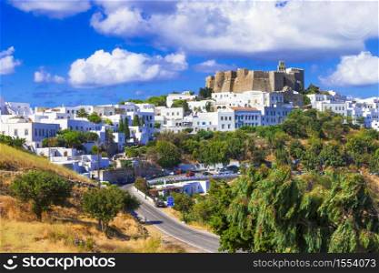 Landmarks of Patmos island. Monastery of of St John the Divine or the Evangelist