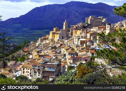 Landmarks of Sicily island - old town (borgo) Caccamo. Italy