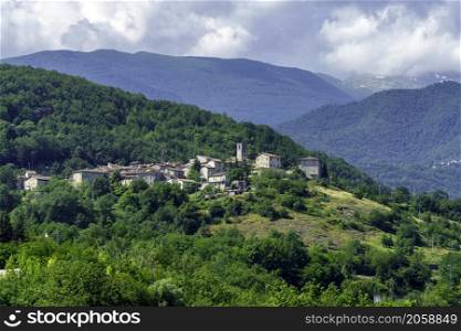 Landscape along the old Salaria road in the Ascoli Piceno province, Marche, Italy, at springtime