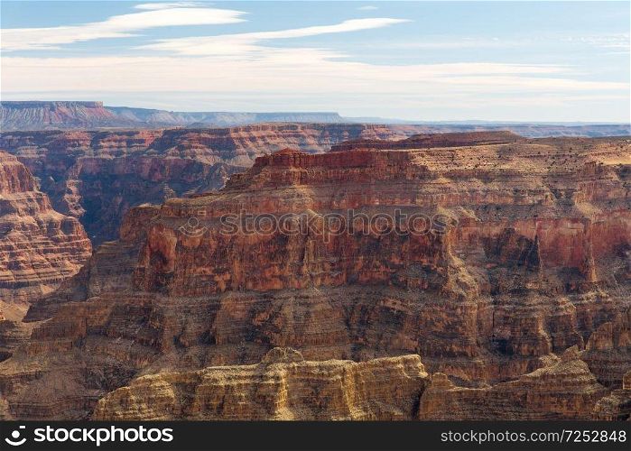 landscape and nature concept - aerial view of grand canyon cliffs from helicopter. aerial view of grand canyon cliffs from helicopter