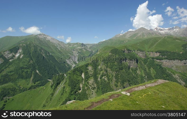 Landscape around the Cross pass, Caucasus Mountains, Georgia